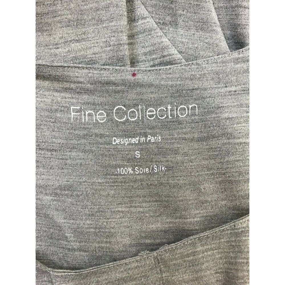 Fine Collection Designed In Paris Gray Silk Top Women's Small Key Hole Neck - Picture 5 of 8